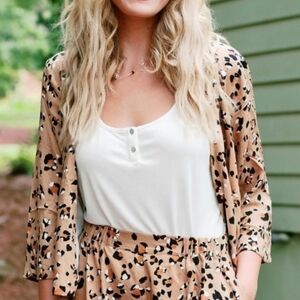 Saltwater LUXE Leopard Print Blazer "Garvey" Light Jacket Blazer Size Small